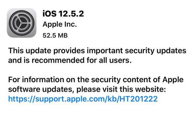 多文镇苹果手机维修分享iOS12.5.2发布，建议所有老苹果用户安装 